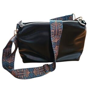 Black Faux Patent Leather Bag, Missing Strap